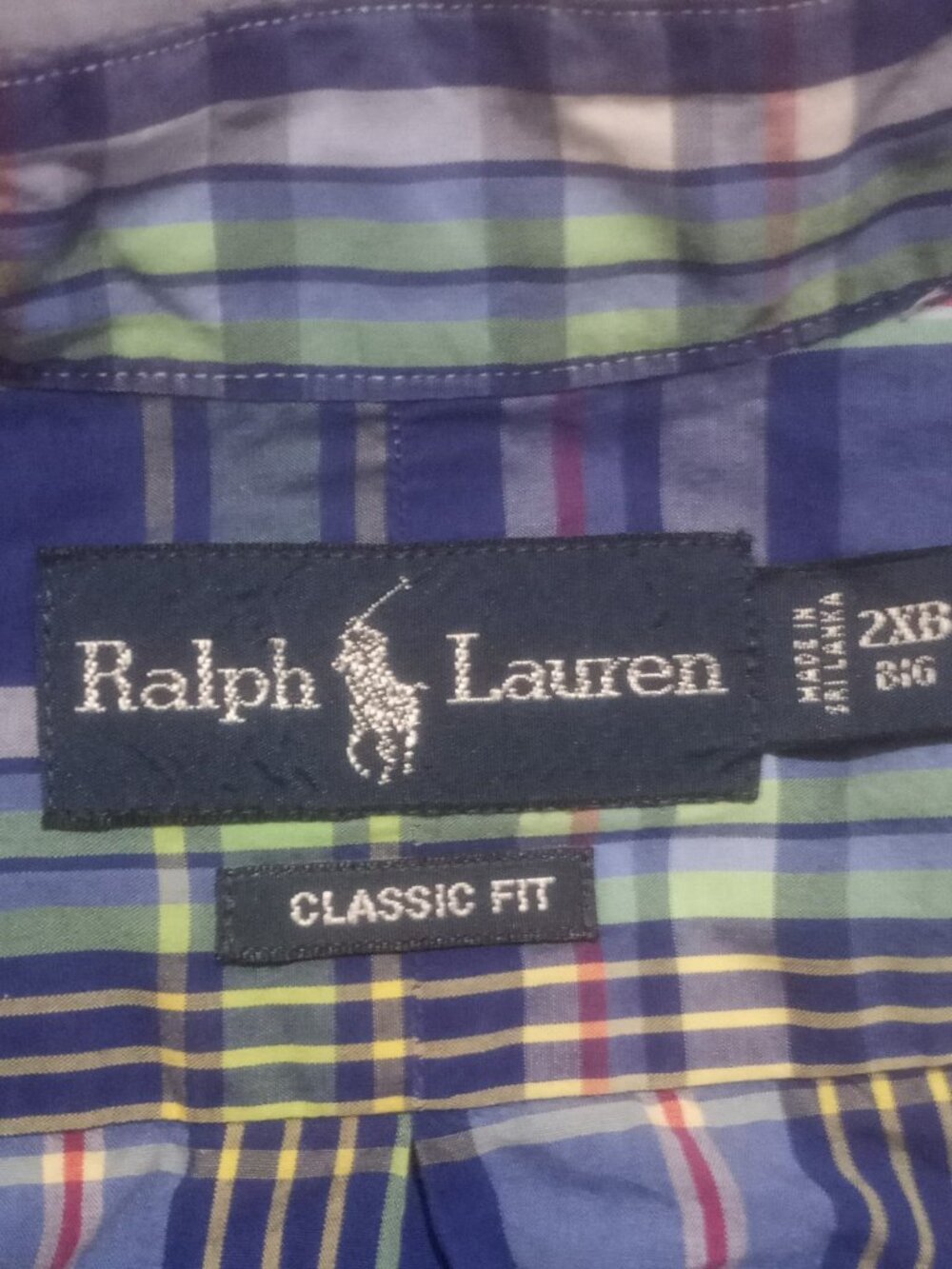 Ralph Lauren Shirt Mens 2XB Big Blue Multicolor Plaid Classic Fit Button Down - Picture 10 of 13